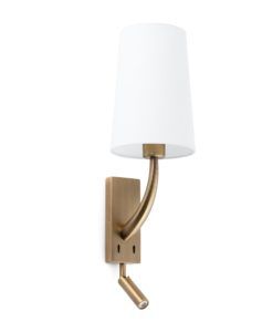 Aplique con lector LED oro viejo mate y blanco REM