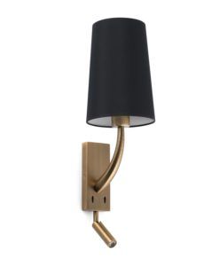 Aplique con lector LED oro viejo mate y negro REM