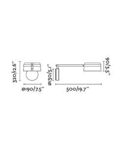 Aplique dimable con brazo articulado LOOP LED medidas