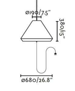 Colgante portátil gris y marrón Ø 70 cm SAIGON medidas