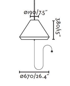 Luminaria portátil gris y marrón Ø 70 cm SAIGON medidas