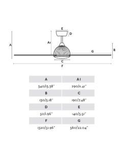 Smart fan ventilador Ø 132 cm GRID LED medidas