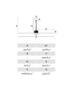 Ventilador inteligente Ø 128 cm cromo y transparente DECO FAN LED medidas