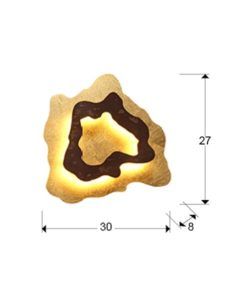 Aplique acabado en marrón óxido y pan de oro HALO LED medidas
