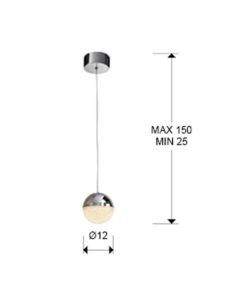 Colgante cromo SPHERE LED Ø 12 cm medidas