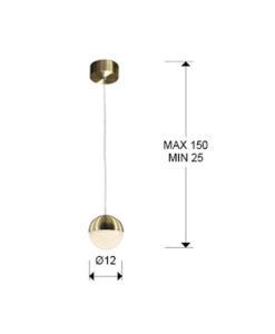 Lámpara acabado latón satinado SPHERE LED Ø 12 cm medidas