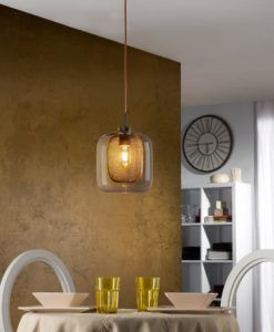 Lámpara colgante color chocolate y cristal Ø 20 cm FOX ambiente