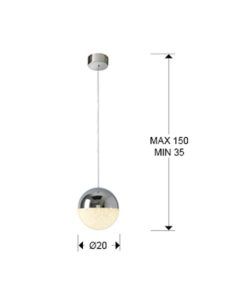 Lámpara de techo cromo SPHERE LED Ø 20 cm medidas
