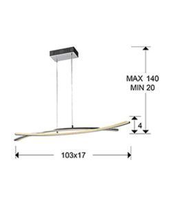 Lámpara de techo lineal cromo LINUR LED medidas