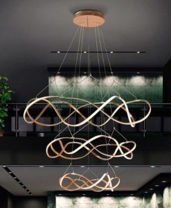 Lámpara oro rosa dimable 3 aros Ø 110 cm MOLLY LED