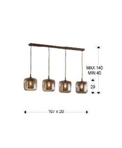 Lámpara lineal 4 luces FOX medidas