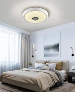 Plafón blanco con altavoz JAZZ LED Ø 50 cm ambiente