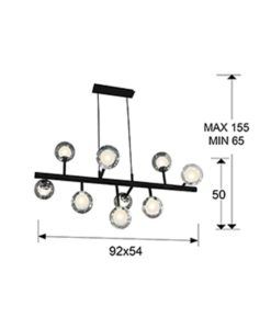 Lámpara 9 luces dimable negra ALTAIS LED medidas