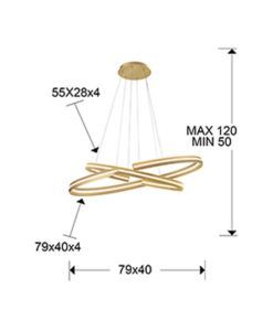 Lámpara colgante dimable oro Ø 79 cm ELIPSE LED medidas