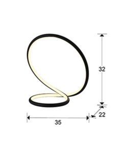 Lámpara de mesa dimable LED negra INFINITO medidas