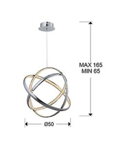 Lámpara de techo cromo 50 Ø CELINE LED medidas