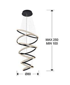 Lámpara de techo grande LED 8 aros RING medidas