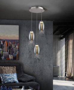 Lámpara de techo LED 3 luces cromo NEBULA ambiente
