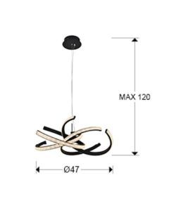 Lámpara de techo LED negro Ø 60 RING II medidas