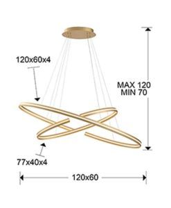 Lámpara grande dimable oro ELIPSE LED medidas