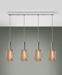 Lámpara lineal 4 luces dimable cromo y oro MICRON