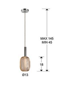 Lámpara techo 1 luz dimable cromo y dorado MICRÓN medidas