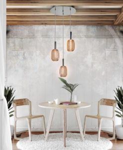 Lámpara techo 3 luces dimable cromo y dorado MICRON ambiente