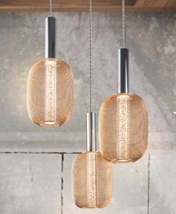 Lámpara techo 3 luces dimable cromo y dorado MICRON detalles 3