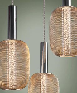 Lámpara techo 3 luces dimable cromo y dorado MICRON detalles