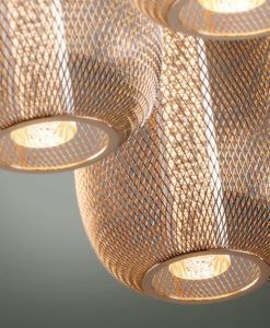 Lámpara techo 3 luces dimable cromo y dorado MICRON detalles 2
