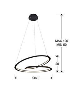 Lámpara techo LED negro mate Ø 60 LOOPING medidas