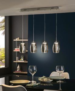 Lámpara techo lineal LED 4 luces cromo NEBULA ambiente 2