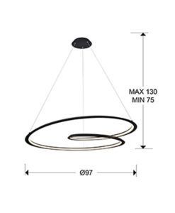 Lámpara techo negro mate LED Ø 97 LOOPING medidas