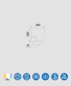 Aplique 17W luz cálida BOUTIQUE LED medidas