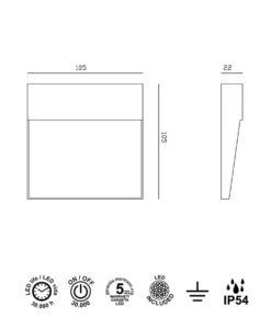 Aplique de superficie 3W acabado corten BAKER LED medidas