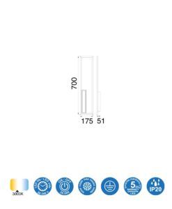 Aplique negro 38W luz cálida BOUTIQUE LED medidas