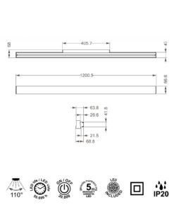 Aplique 38W HANOK LED medidas