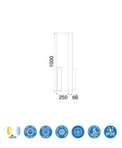 Aplique negro 49W luz cálida BOUTIQUE LED medidas