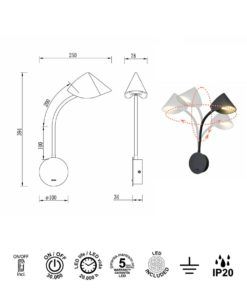 Aplique con interruptor GOA LED medidas