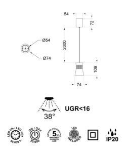 Colgante LED PAGODA medidas