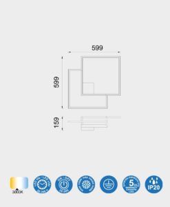 Plafón 42W luz cálida BOUTIQUE LED medidas