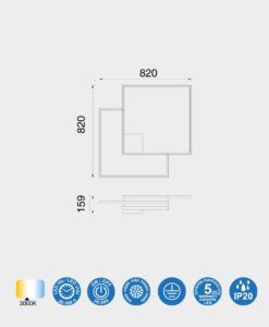 Plafón 79W luz cálida BOUTIQUE LED medidas