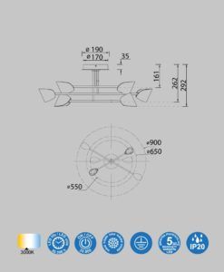 Semiplafón 45W luz cálida CAPUCCINA LED medidas