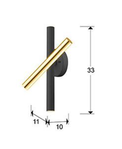 Aplique pared 3 luces LED oro y negro VARAS dimable - Nueva 3