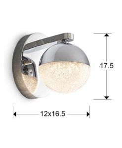 Aplique 1 luz LED cromo SPHERE Ø12 medidas