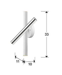 Aplique 3 luces LED blanco y cromo VARAS dimable medidas