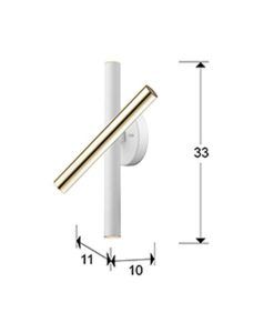 Aplique 3 luces LED blanco y oro VARAS dimable medidas