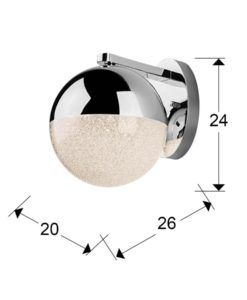 Aplique LED cromo SPHERE Ø20 medidas