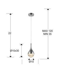 Colgante 1 luz LED cromo ELIE medidas