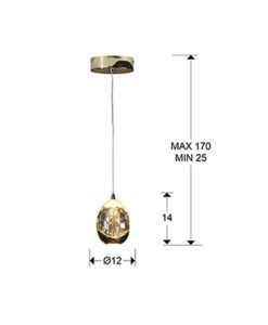 Colgante 1 luz LED oro ROCÍO medidas
